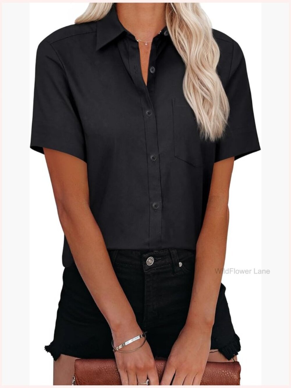 Short Sleeve Oxford Button Down Shirt with Pocket